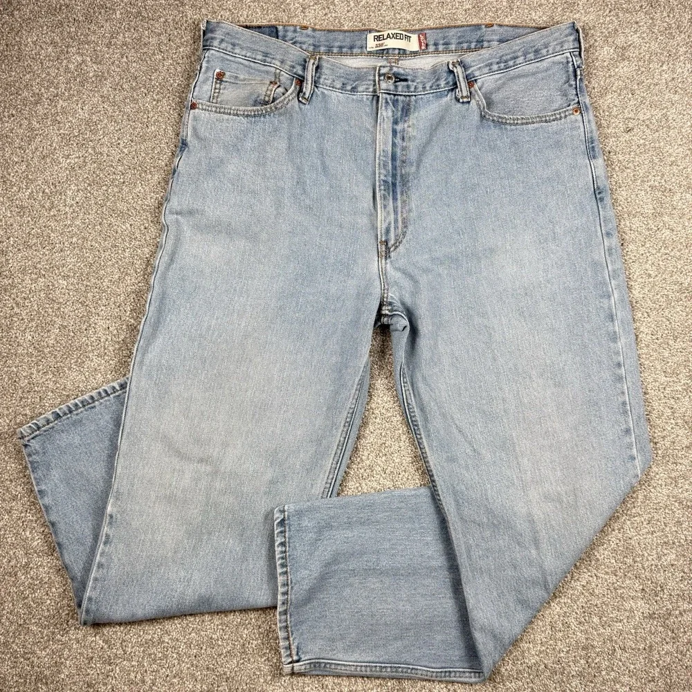 Levis 550 Relaxed Fit Jeans Mens 42x32 Light Wash Straight Leg Denim Cotton